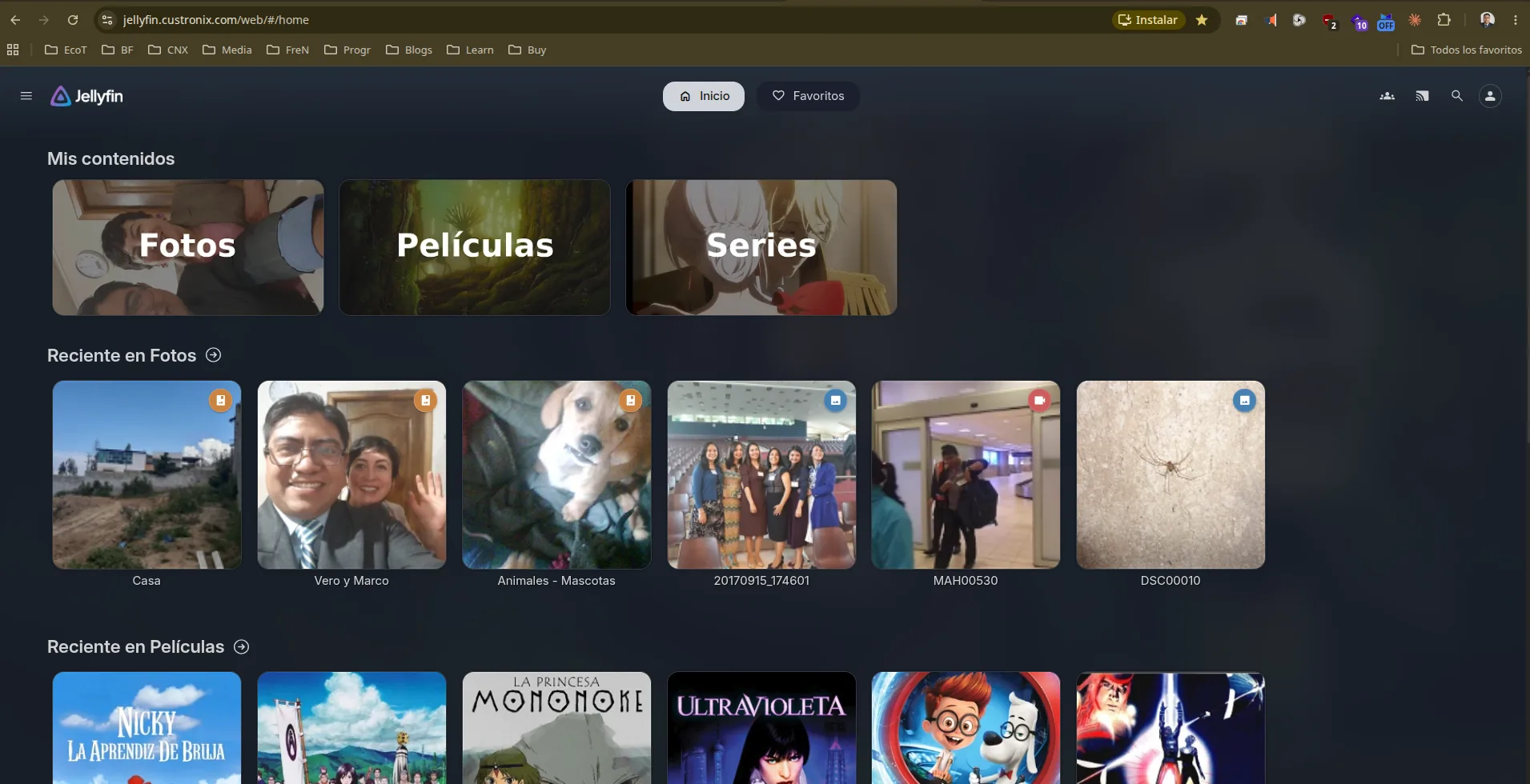 Captura de la interfaz de Jellyfin